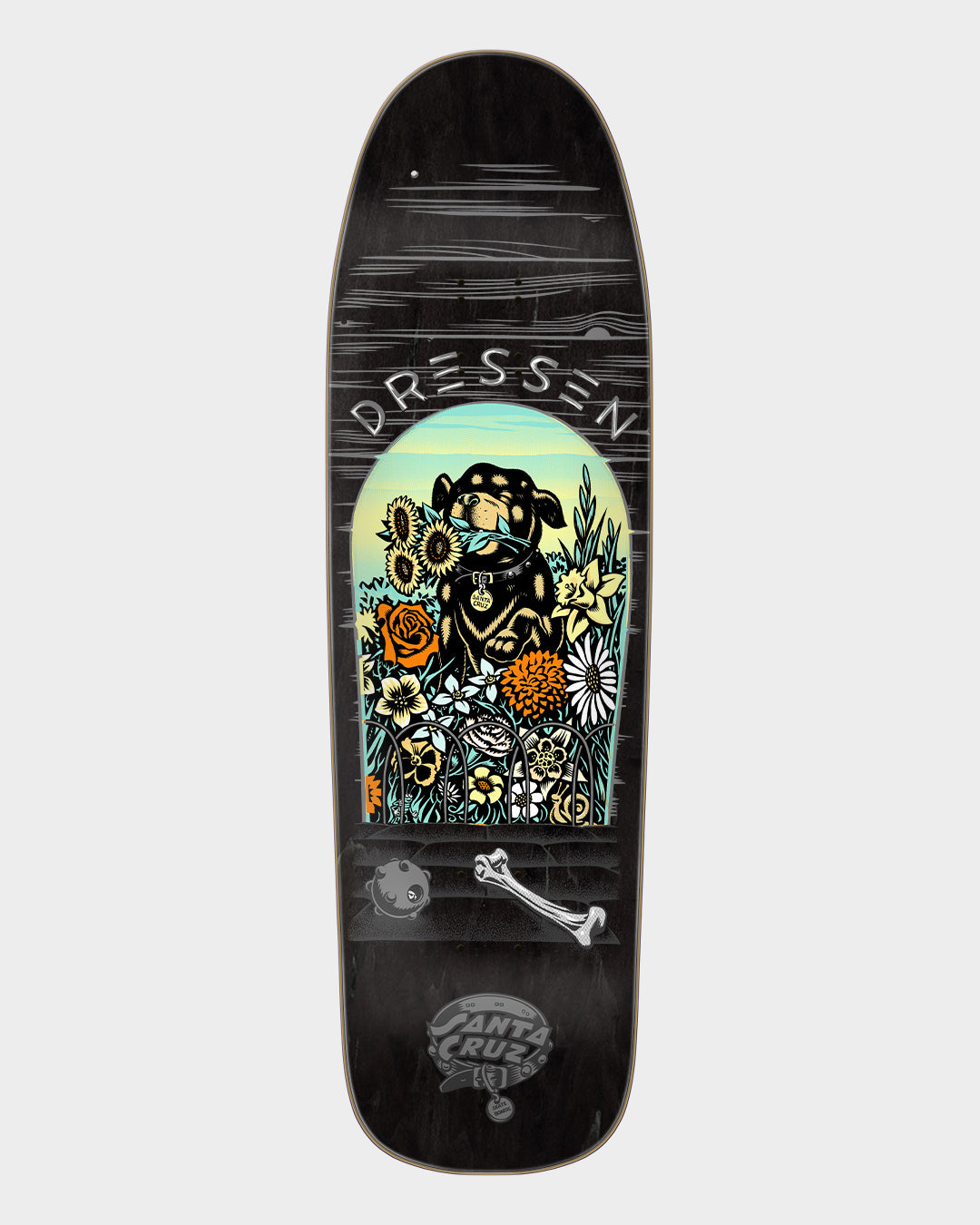 9.30in x 32.36in Dressen Pup Shaped Santa Cruz Skateboard Deck 