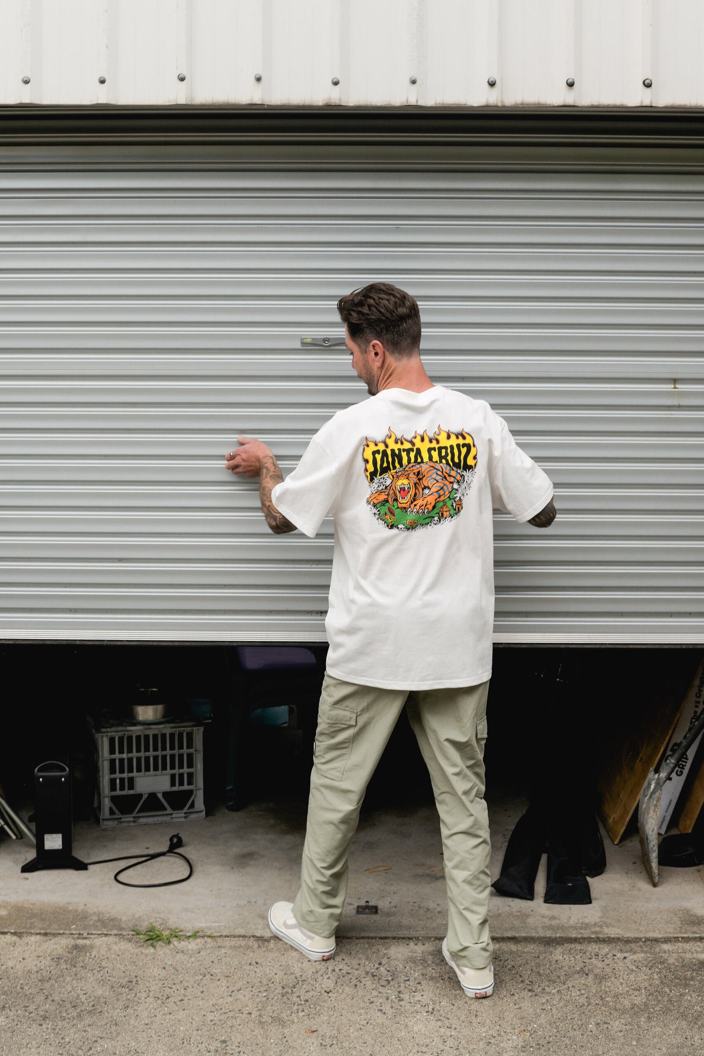 Salba Tiger Redux Men's Box Fit T-shirt Off White
