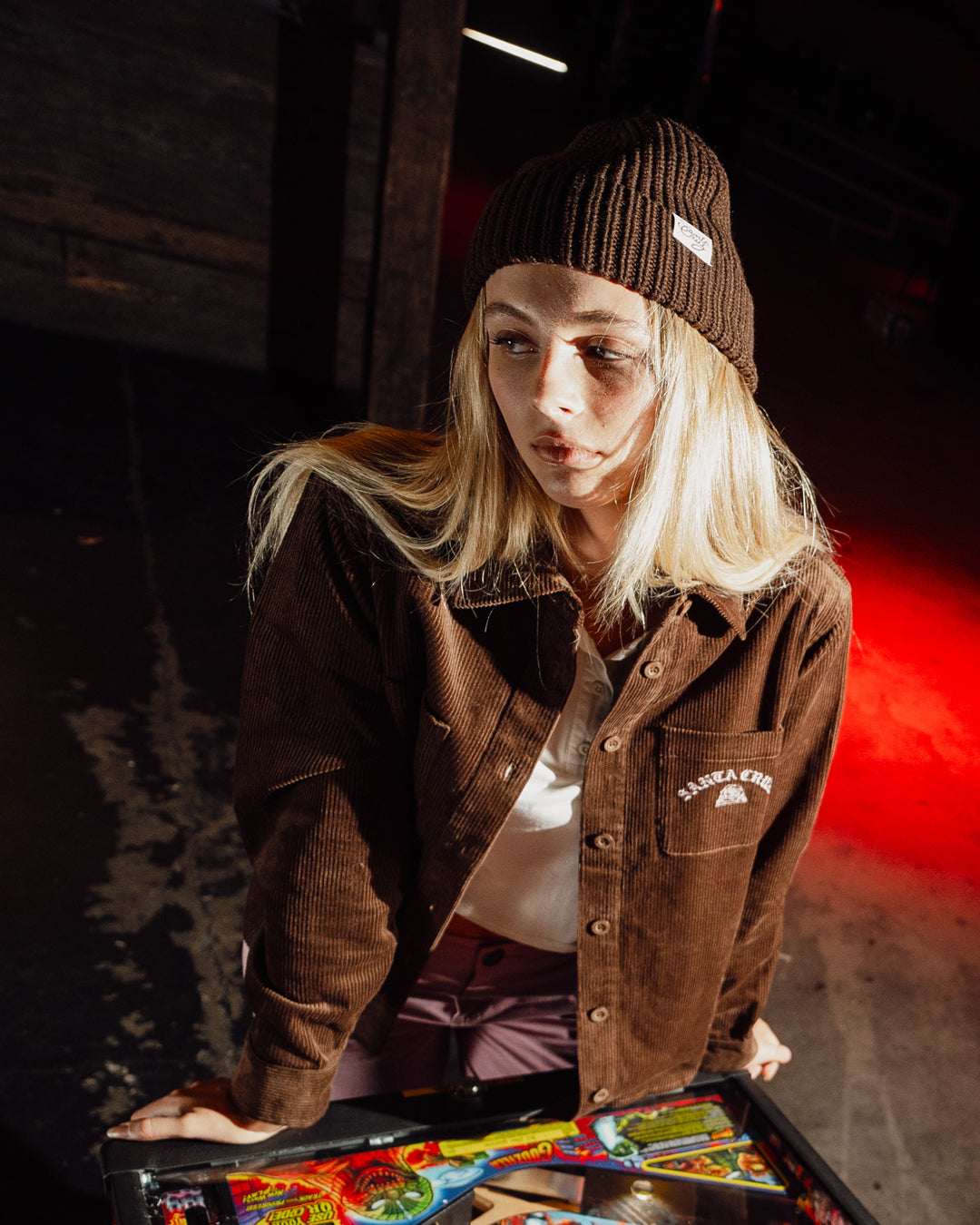 SC Script Stack Womens Beanie Brown
