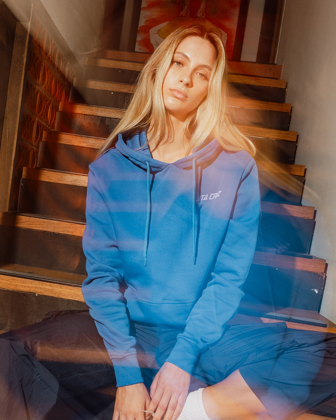 Eclipse Dot Womens Pullover Hoodie Cobalt