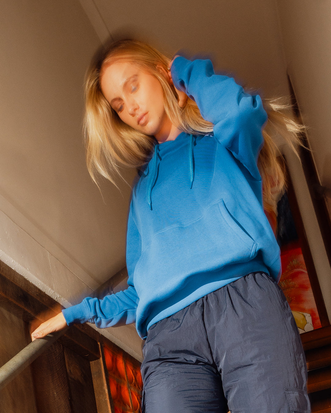 Eclipse Dot Womens Pullover Hoodie Cobalt