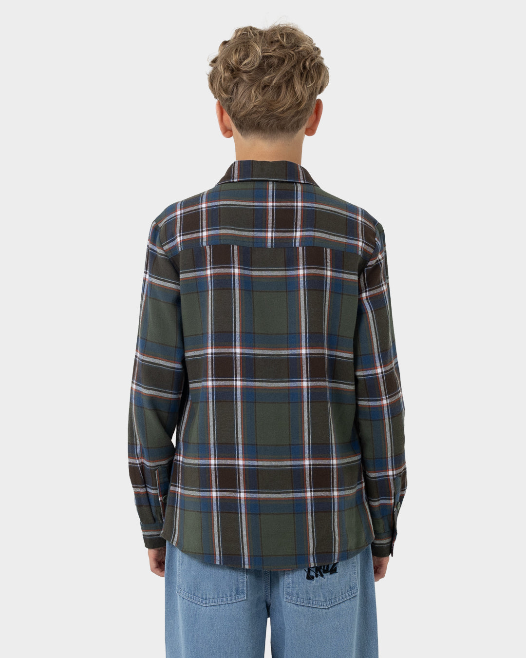 Shred Boys Long Sleeve Button Up Shirt Moss