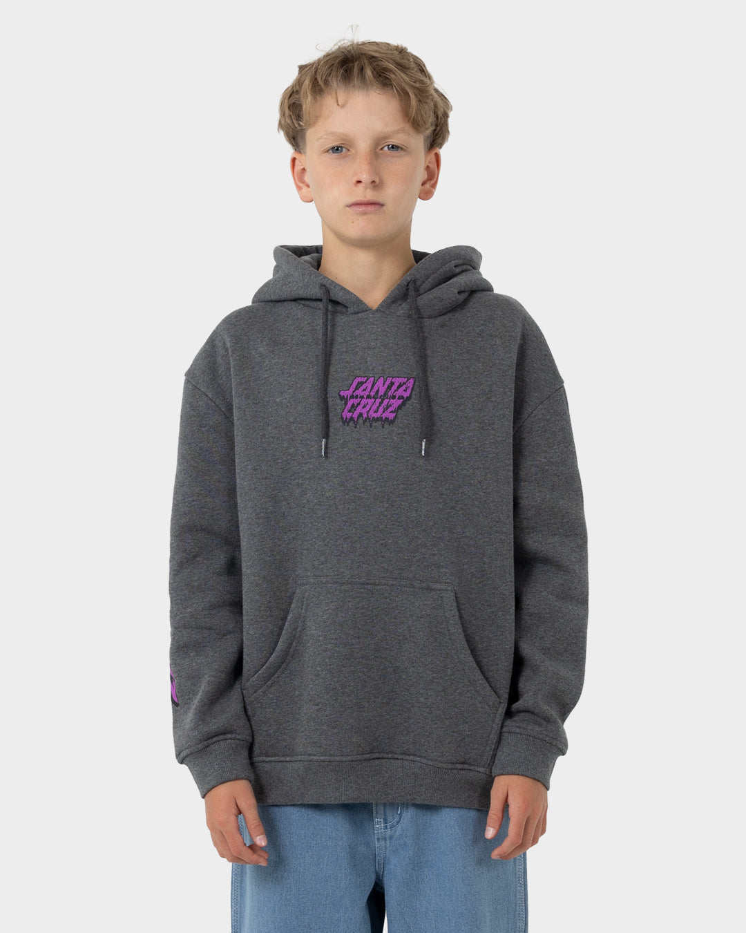 SC Decaying Hand Boys Oversize Pullover Hoodie Dark Grey Marle