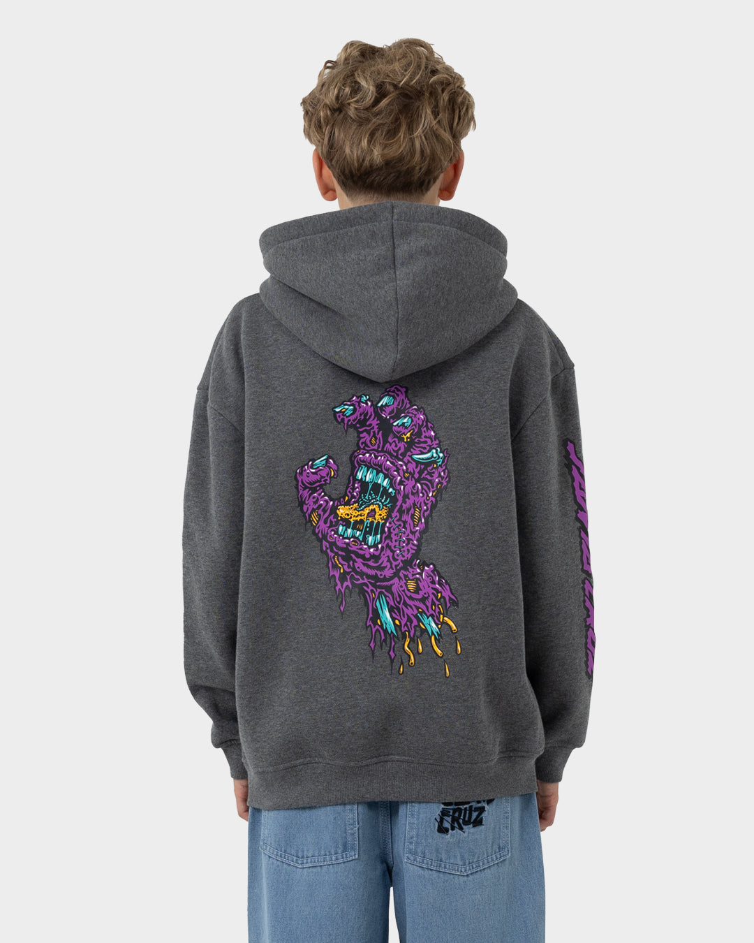 SC Decaying Hand Boys Oversize Pullover Hoodie Dark Grey Marle
