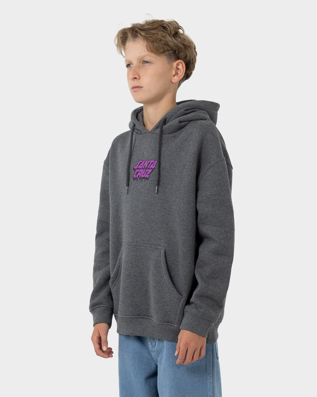 SC Decaying Hand Boys Oversize Pullover Hoodie Dark Grey Marle