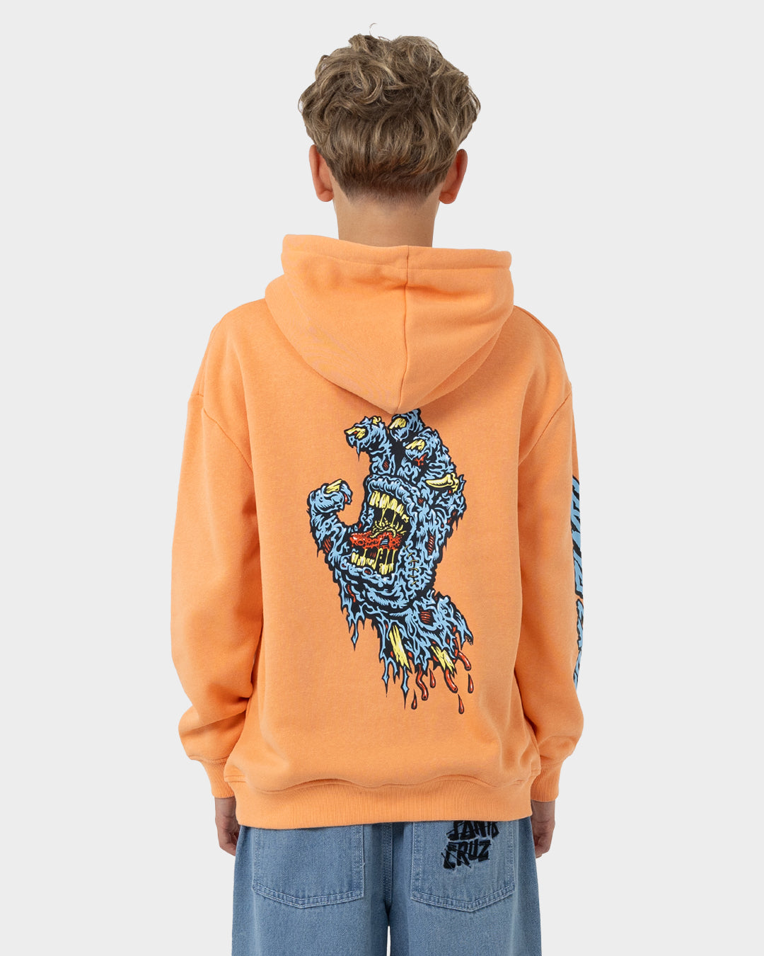 SC Decaying Hand Boys Oversize Pullover Hoodie Orange
