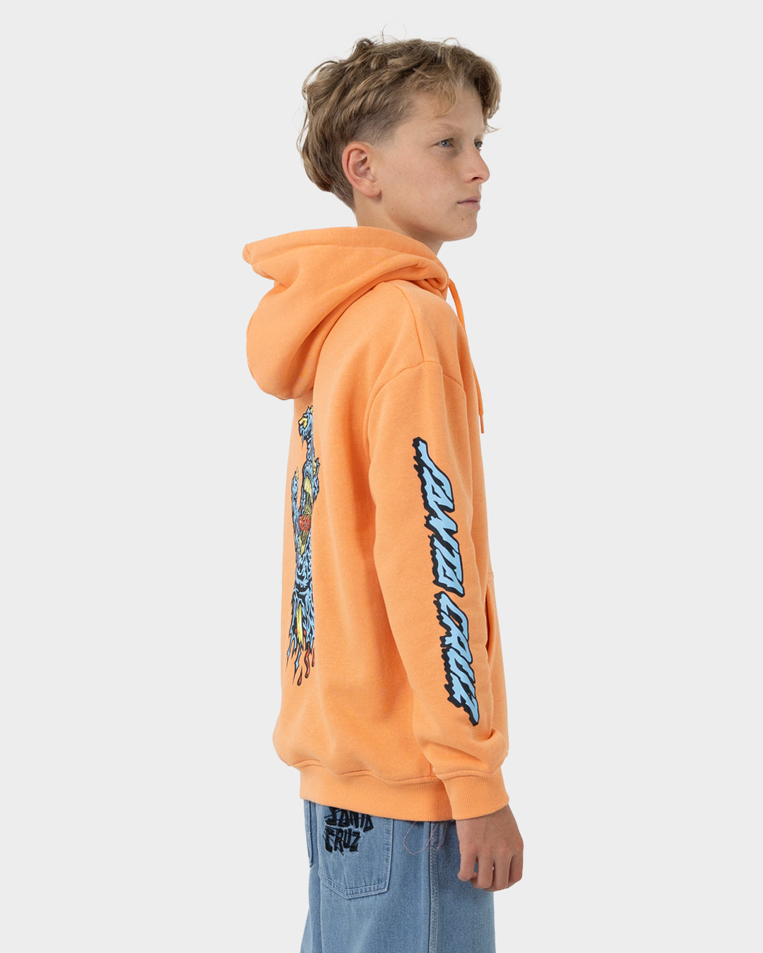 SC Decaying Hand Boys Oversize Pullover Hoodie Orange