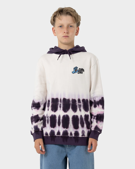 Yelling Hand Boys Pullover Hoodie Cream-purple Tie Dye