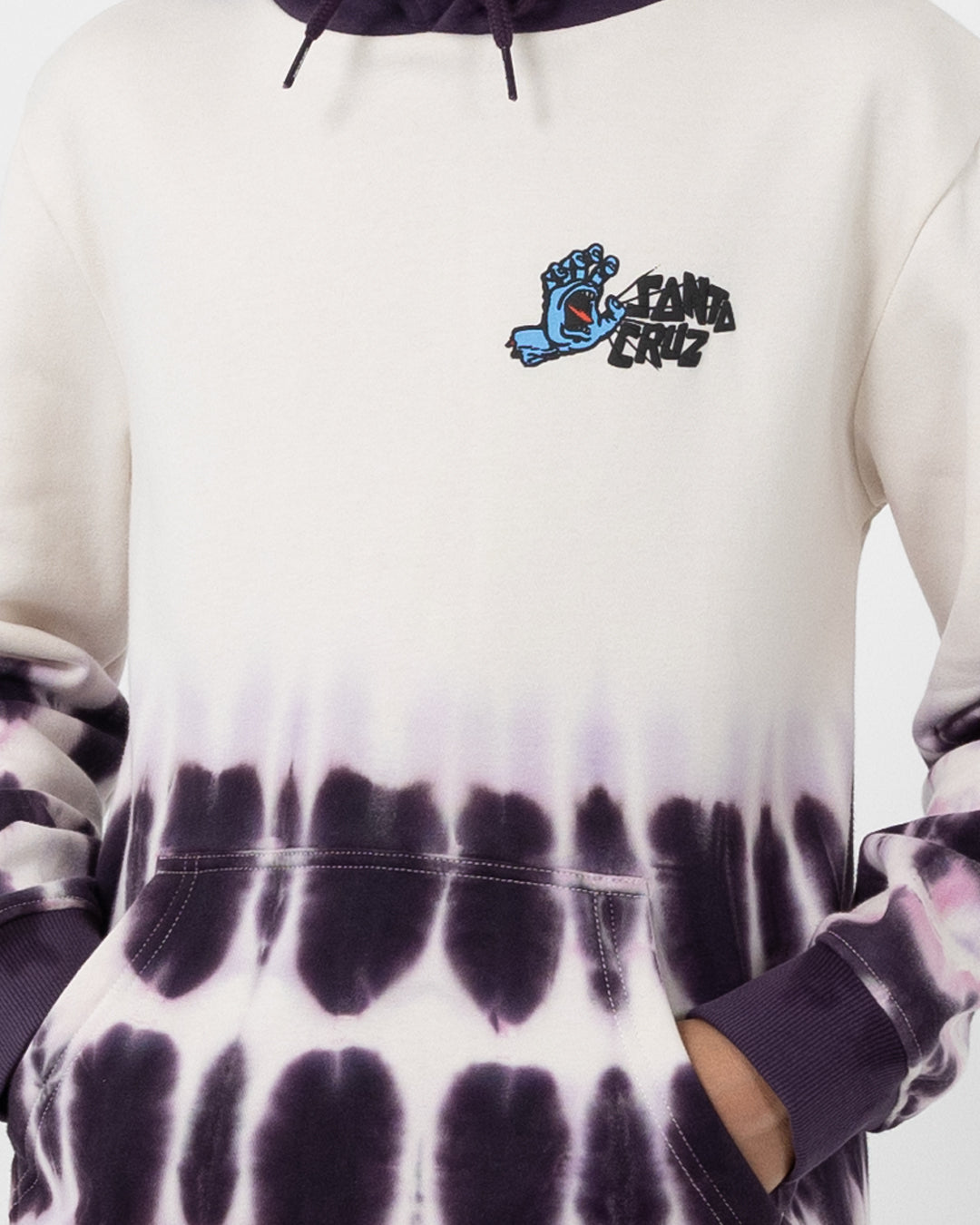 Yelling Hand Boys Pullover Hoodie Cream-purple Tie Dye