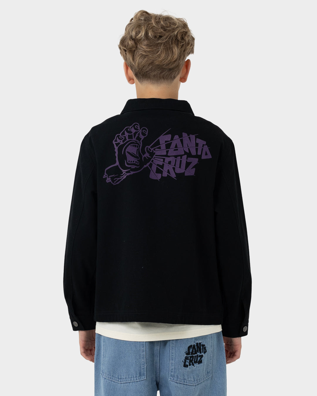 Yelling Hand Strip Boys Jacket Black