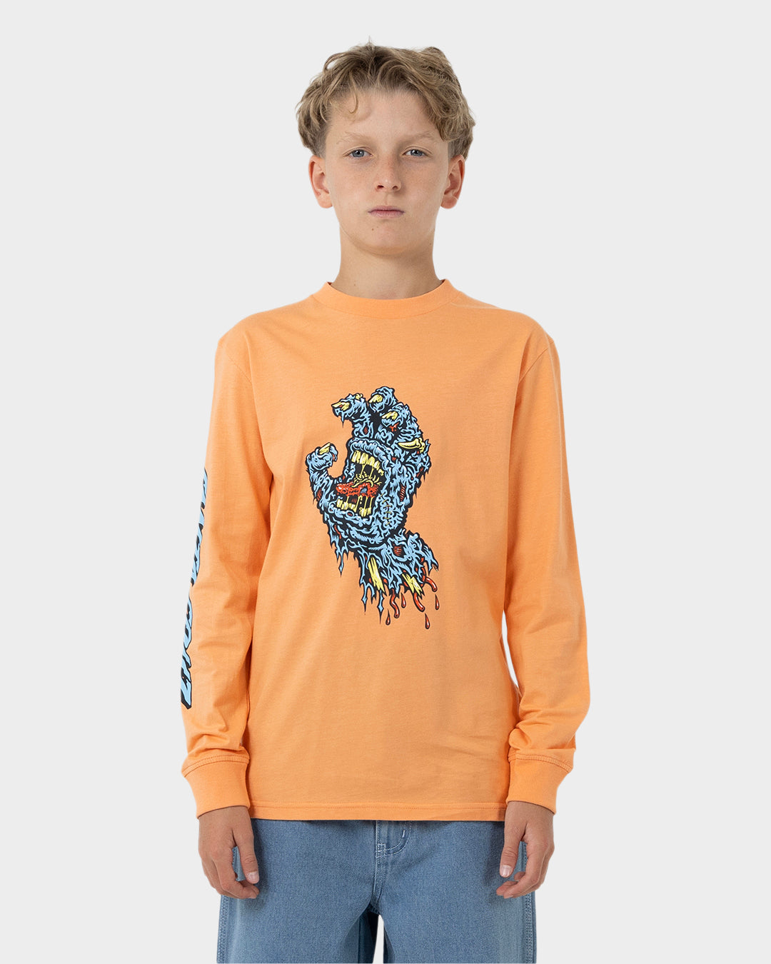 SC Decaying Hand Strip Boys Long Sleeve T-shirt Orange