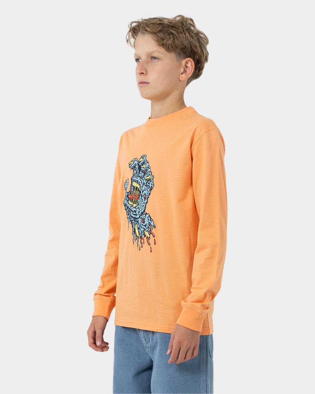 SC Decaying Hand Strip Boys Long Sleeve T-shirt Orange