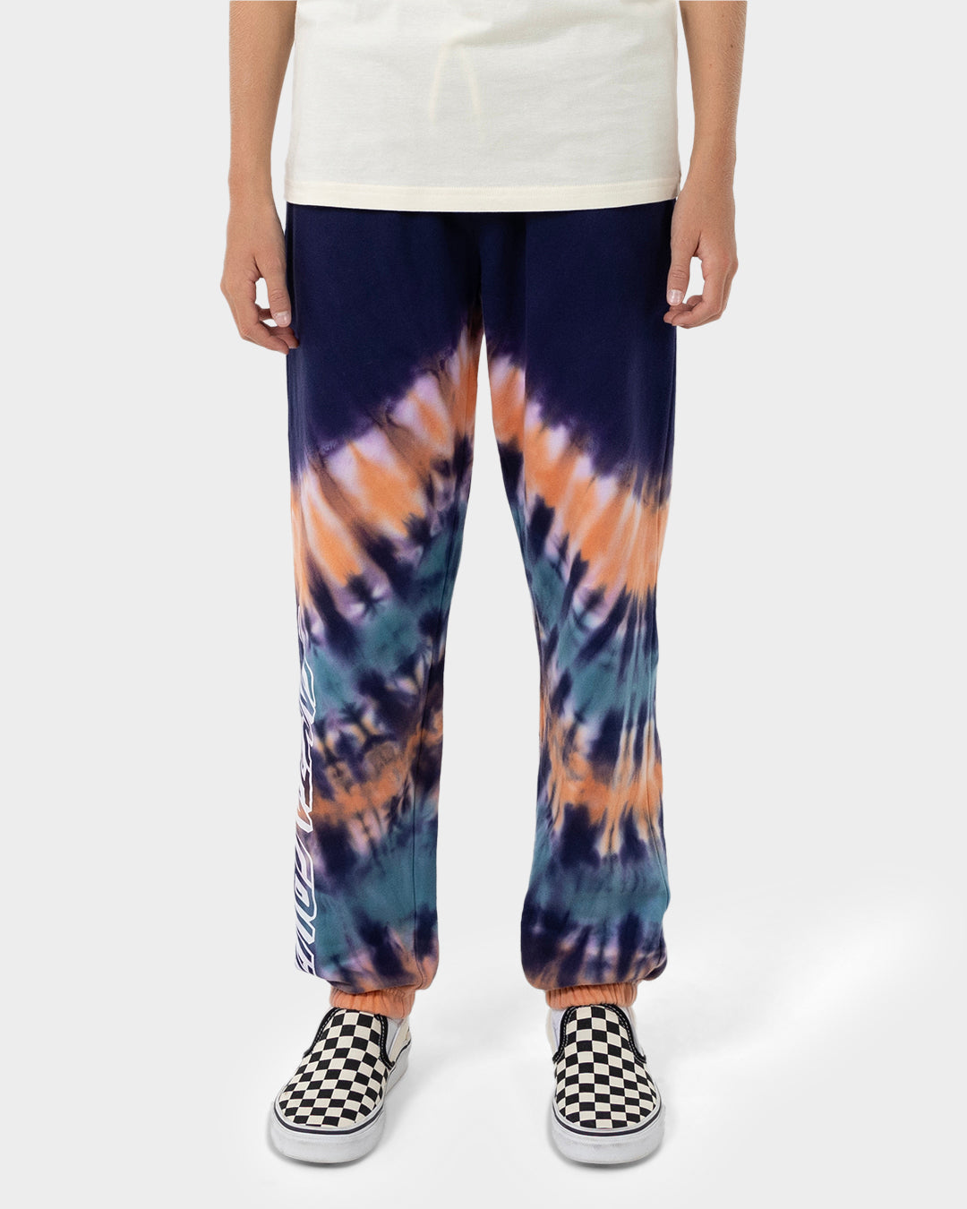 Check Waste Dot Boys Track Pants Dark Blue Tie Dye