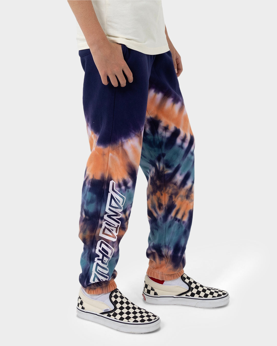 Check Waste Dot Boys Track Pants Dark Blue Tie Dye
