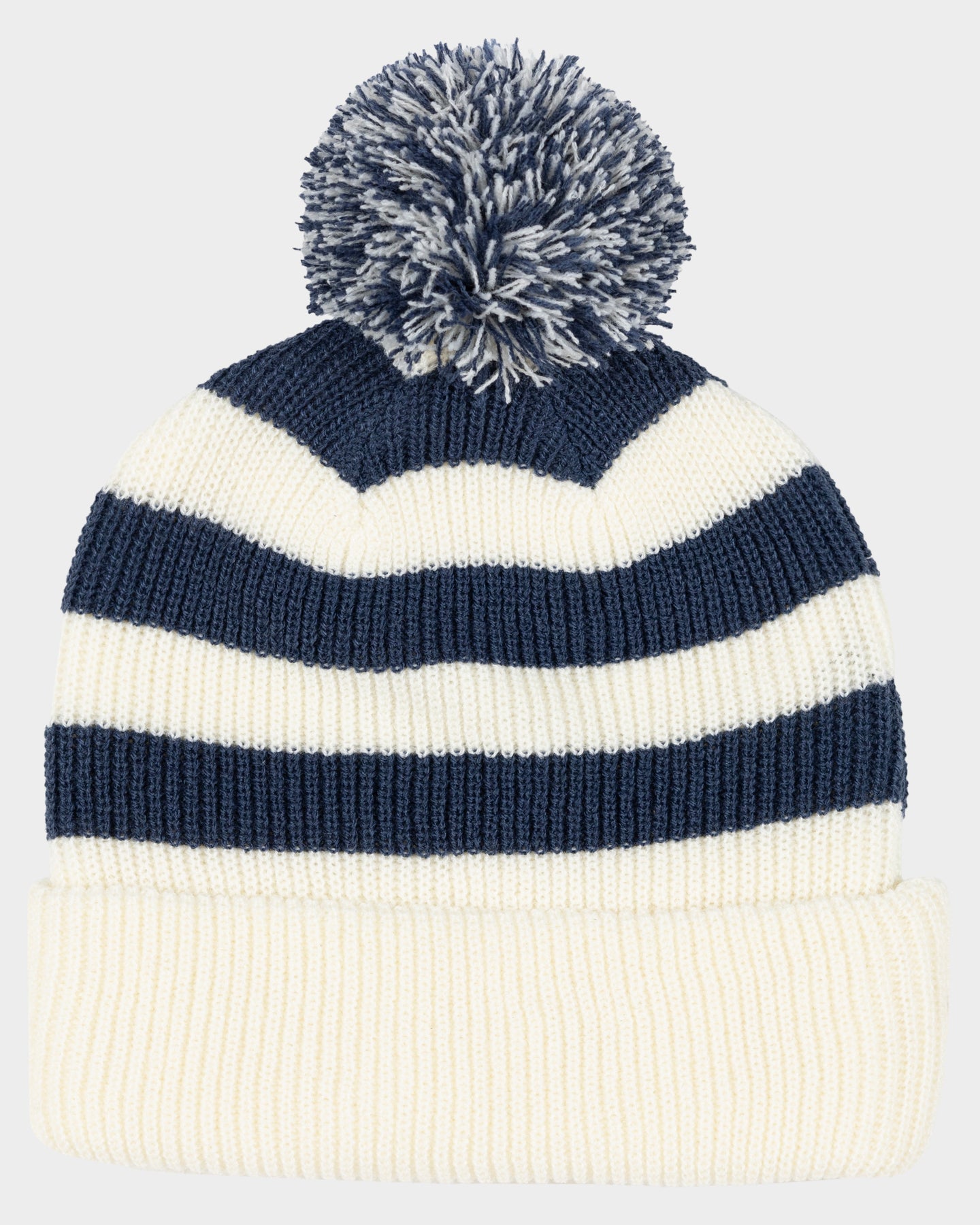 Reverse Dot Patch Boys Bobble Beanie Dark Blue Stripe