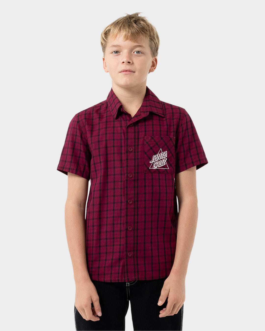 Not A Dot Hollow Boys Button Up Shirt Maroon
