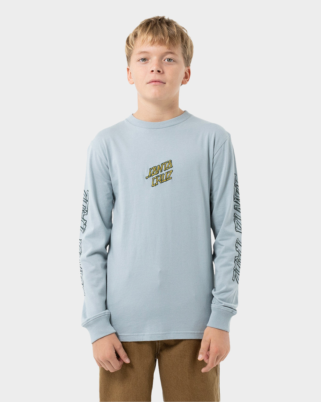 Brain Dot Hollow Strip Boys Long Sleeve T-shirt Slate