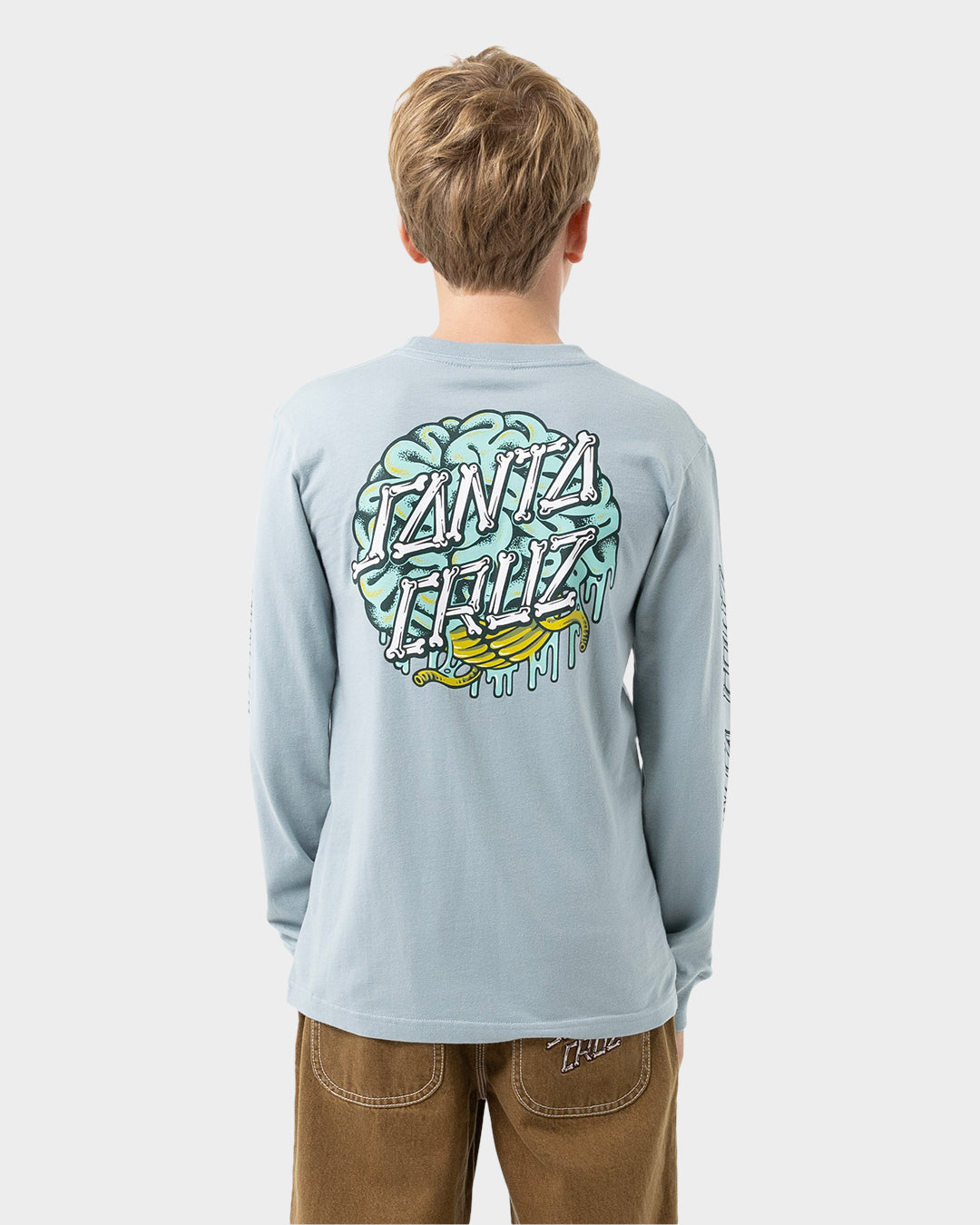 Brain Dot Hollow Strip Boys Long Sleeve T-shirt Slate