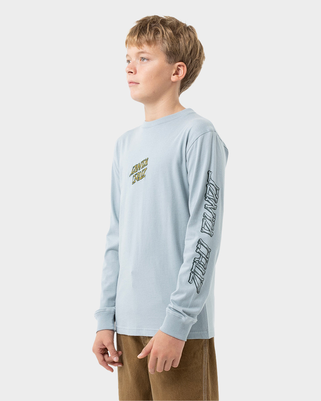 Brain Dot Hollow Strip Boys Long Sleeve T-shirt Slate