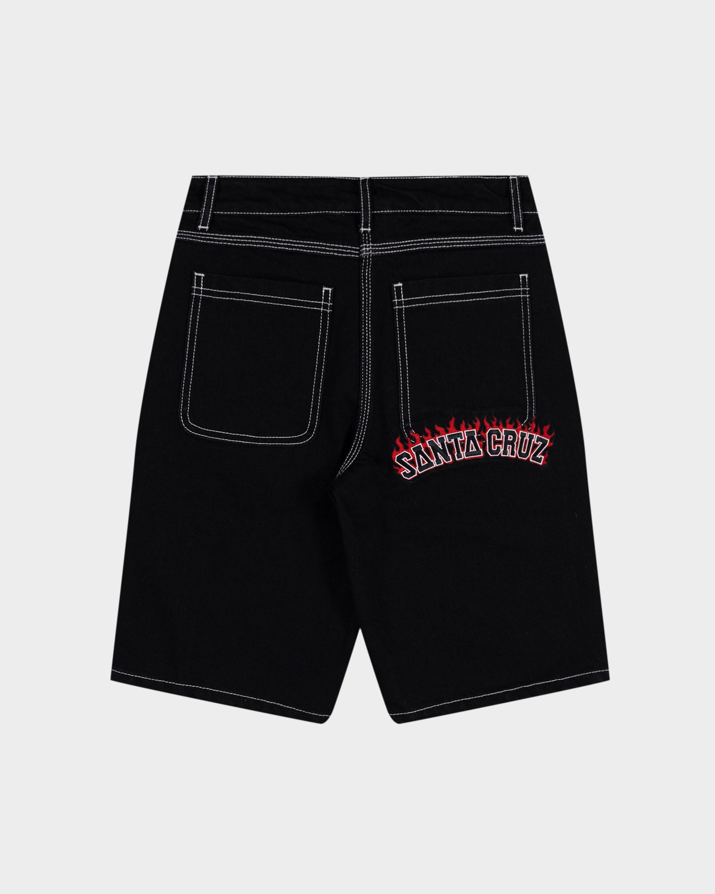 Flamed Collegiate Arch Boys Jean Shorts Black