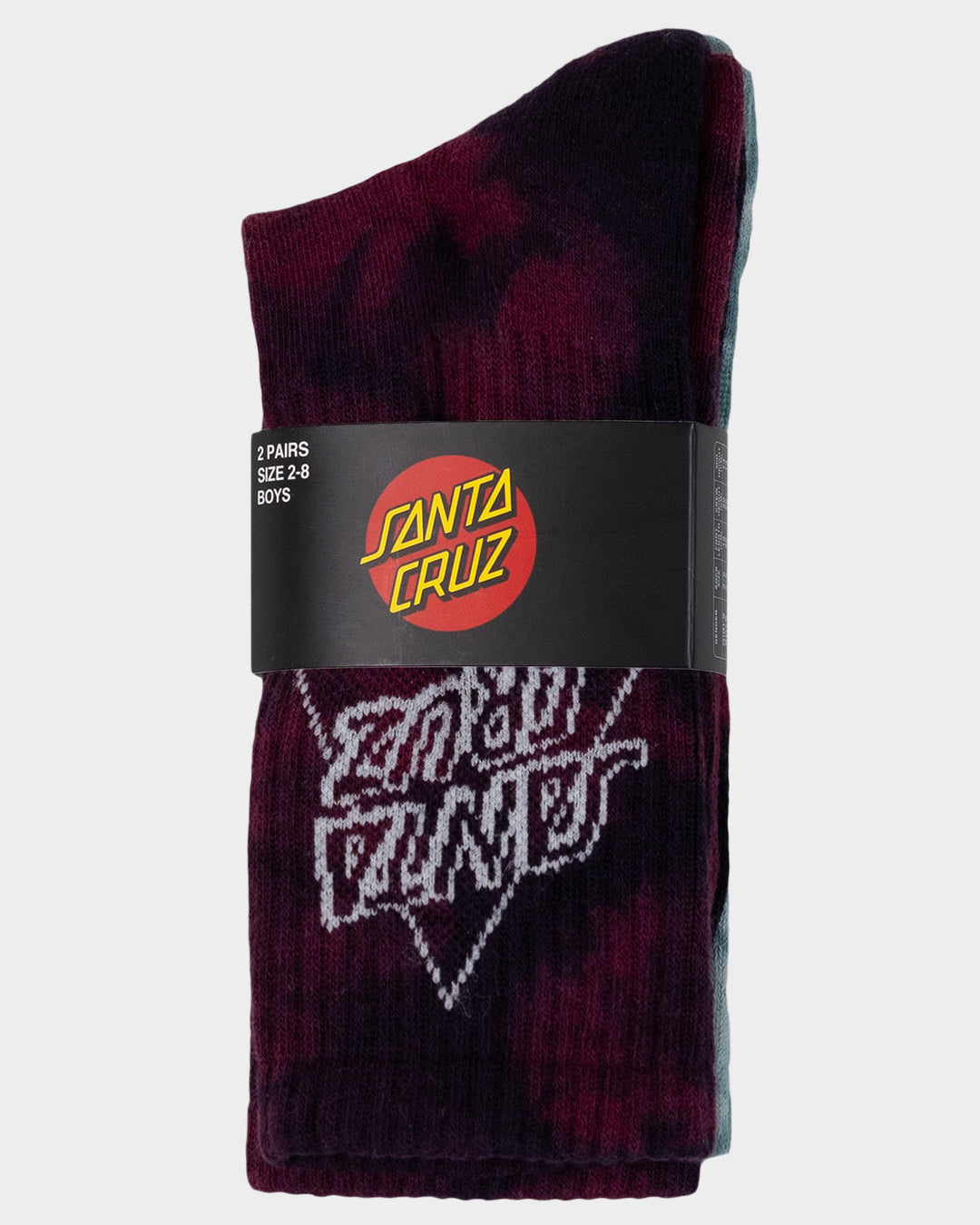 Not A Dot Hollow Boys Crew Socks (2 Pack) Maroon Tdye-slate Tdye