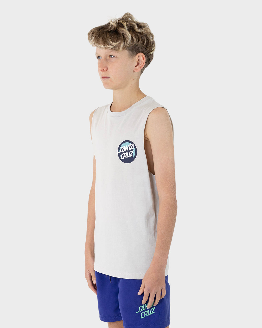 OS Bold Shadow Dot Boys Muscle T-shirt Concrete
