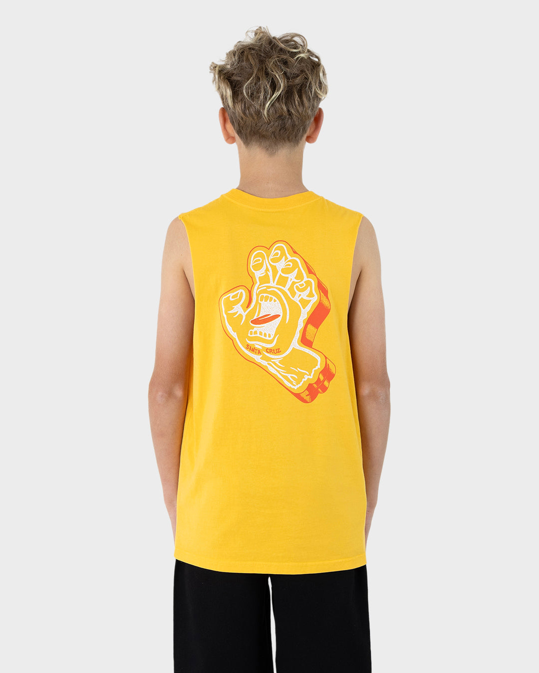 Solid Strip Screaming Foam Hand Boys Muscle T-shirt Yellow