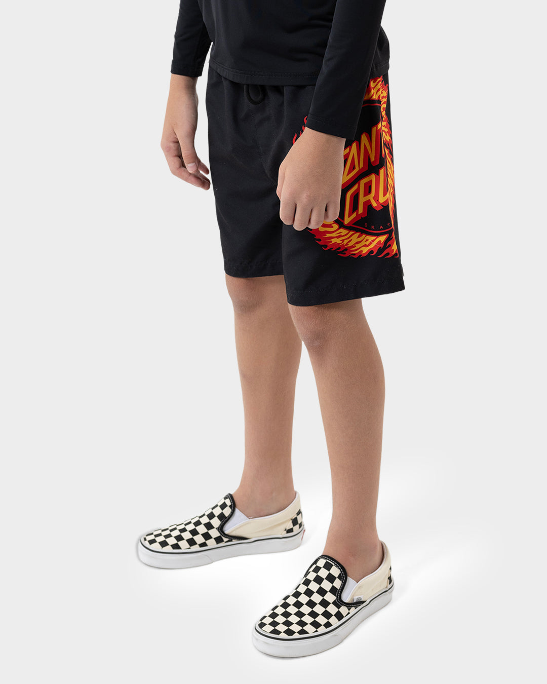 Flame Ringed Dot Boys Boardshort Black