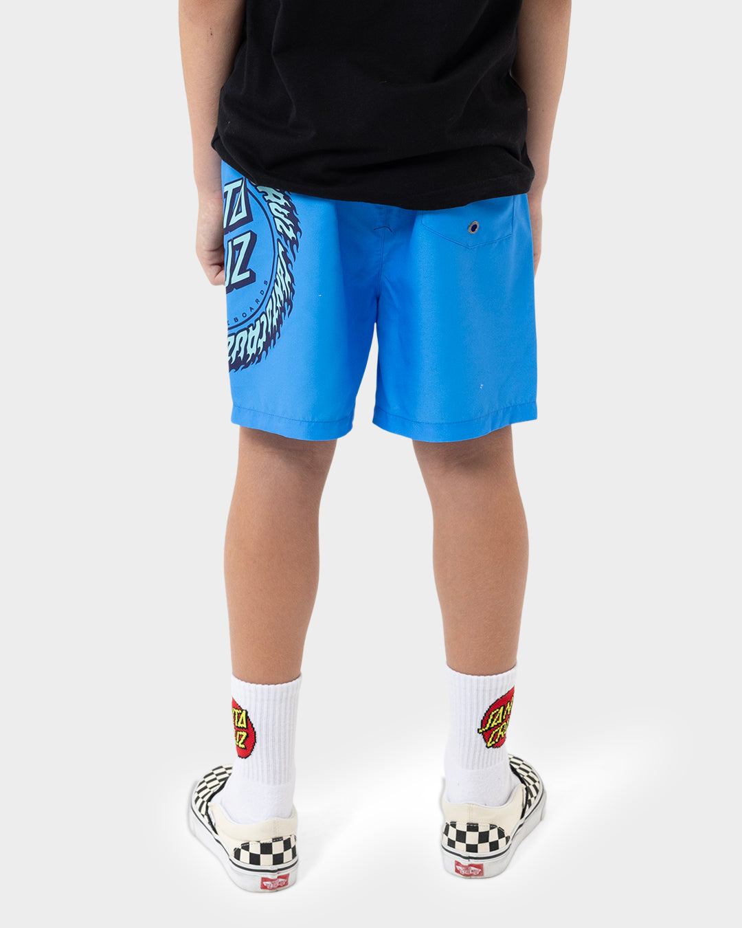 Flame Ringed Dot Boys Boardshort Blue
