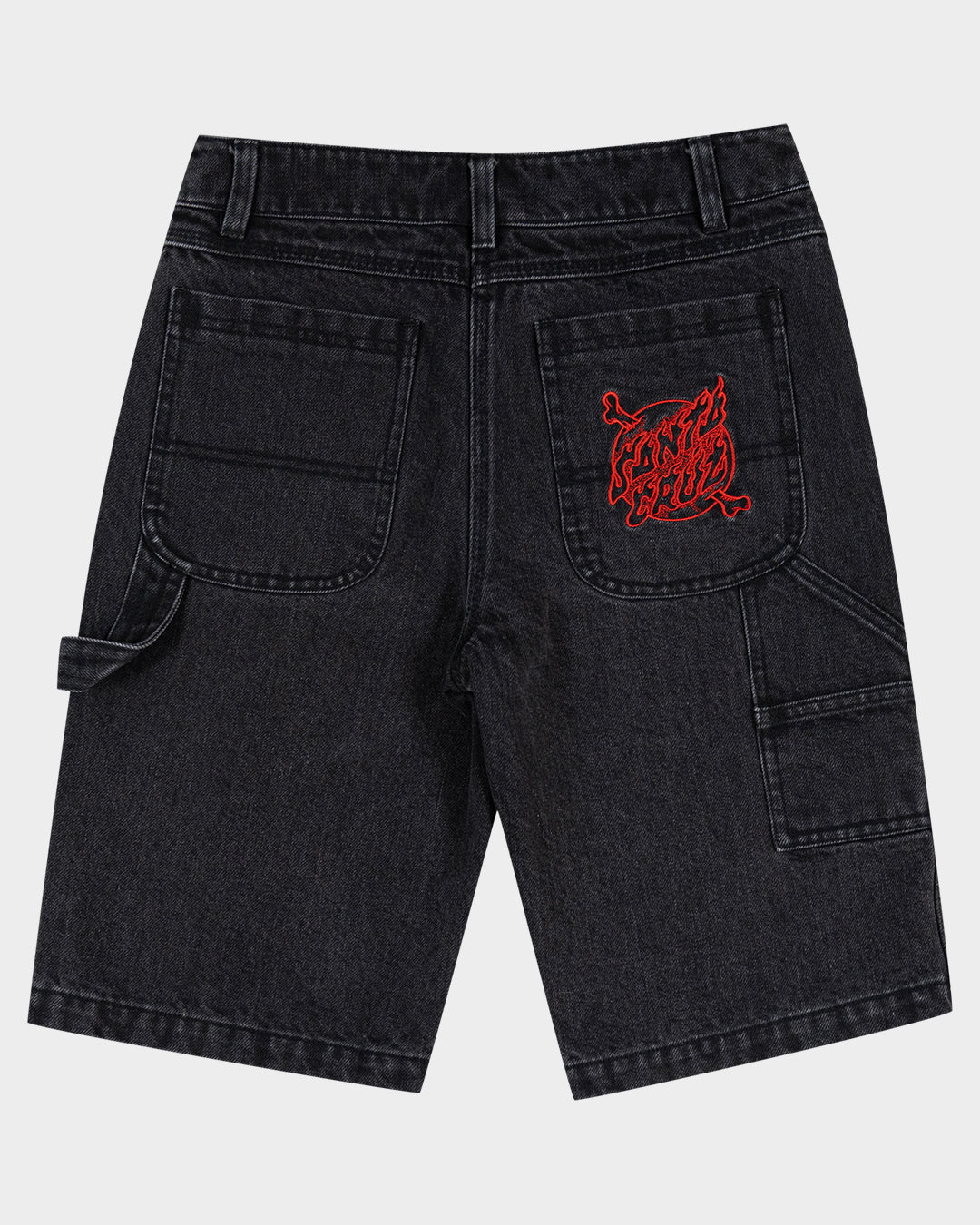 Crossbone Dot Mono Boys Jean Short Washed Black