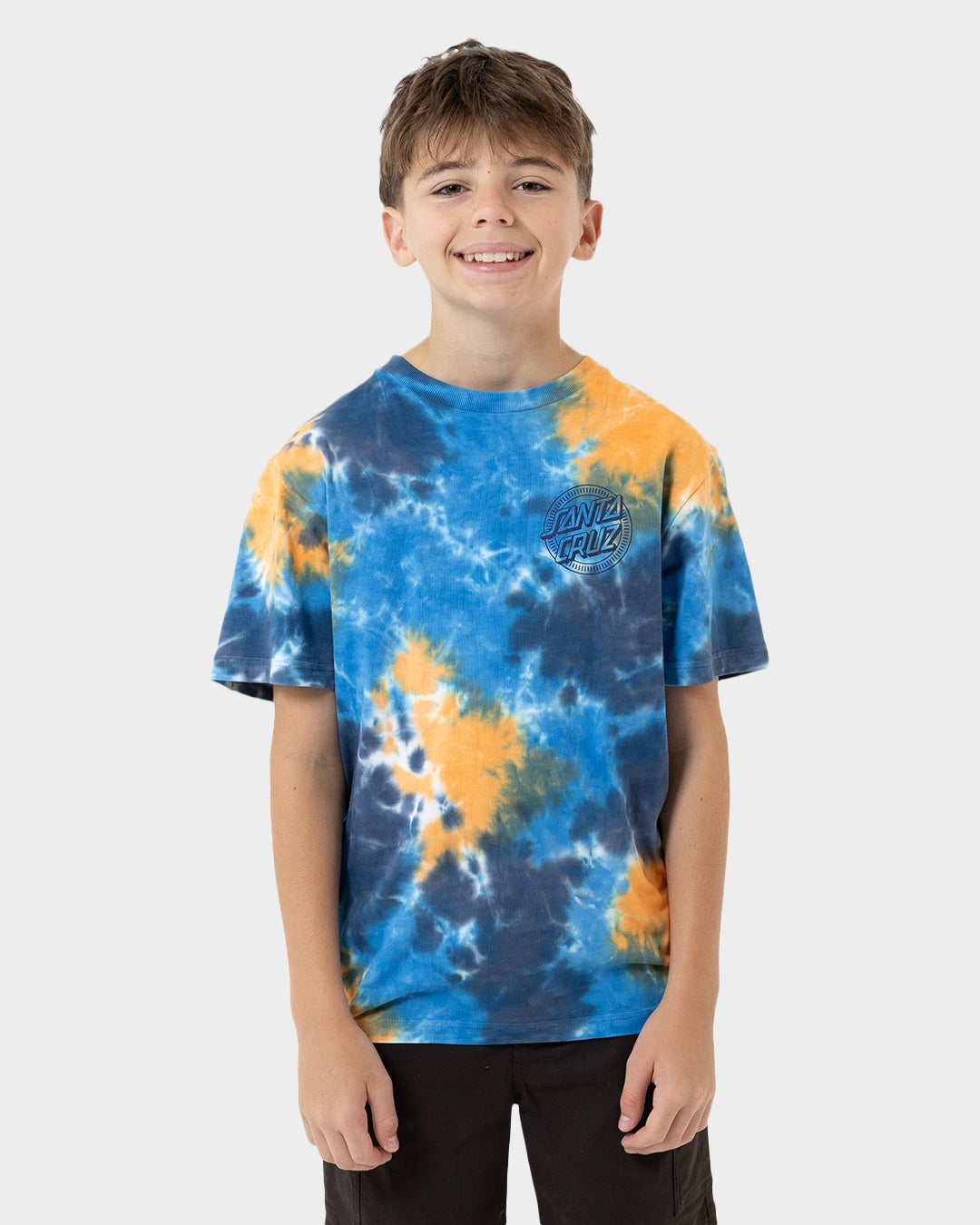 Industrial Dot Mono Boys T-shirt Blue Tie Dye