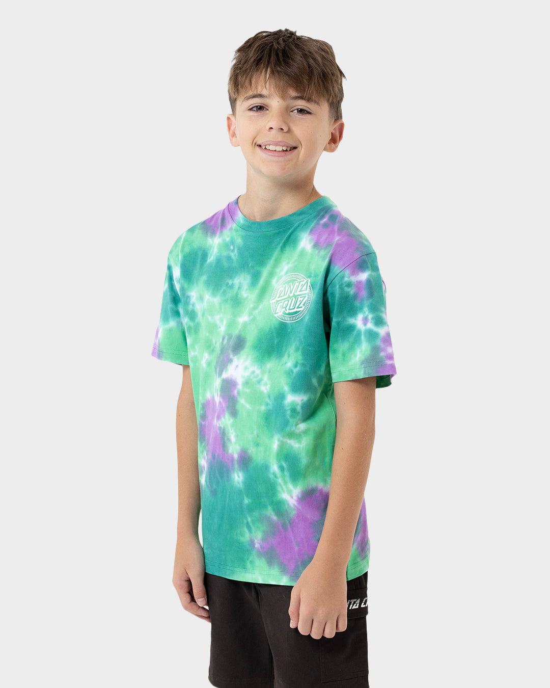 Industrial Dot Mono Boys T-shirt Light Green Tie Dye