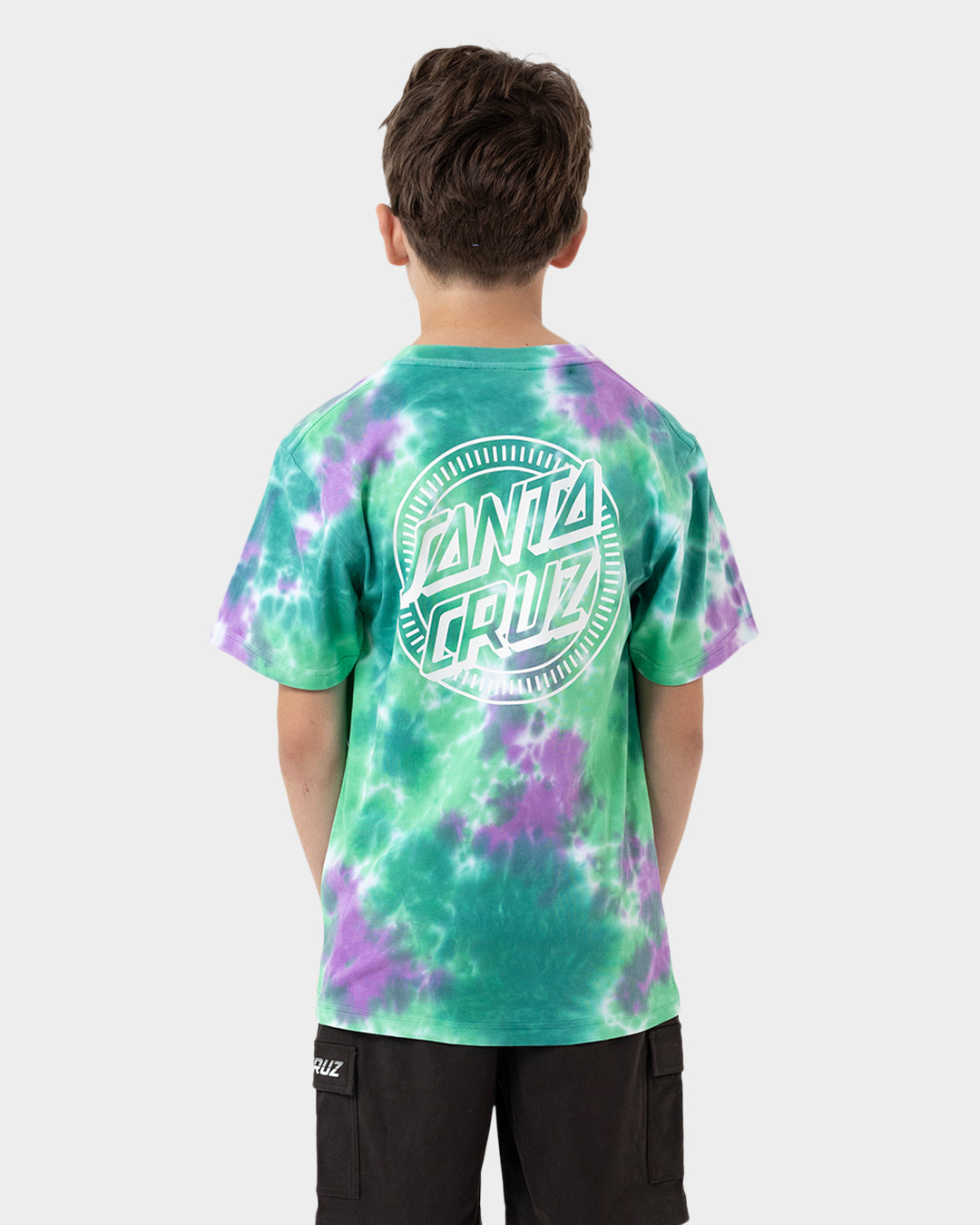 Industrial Dot Mono Boys T-shirt Light Green Tie Dye