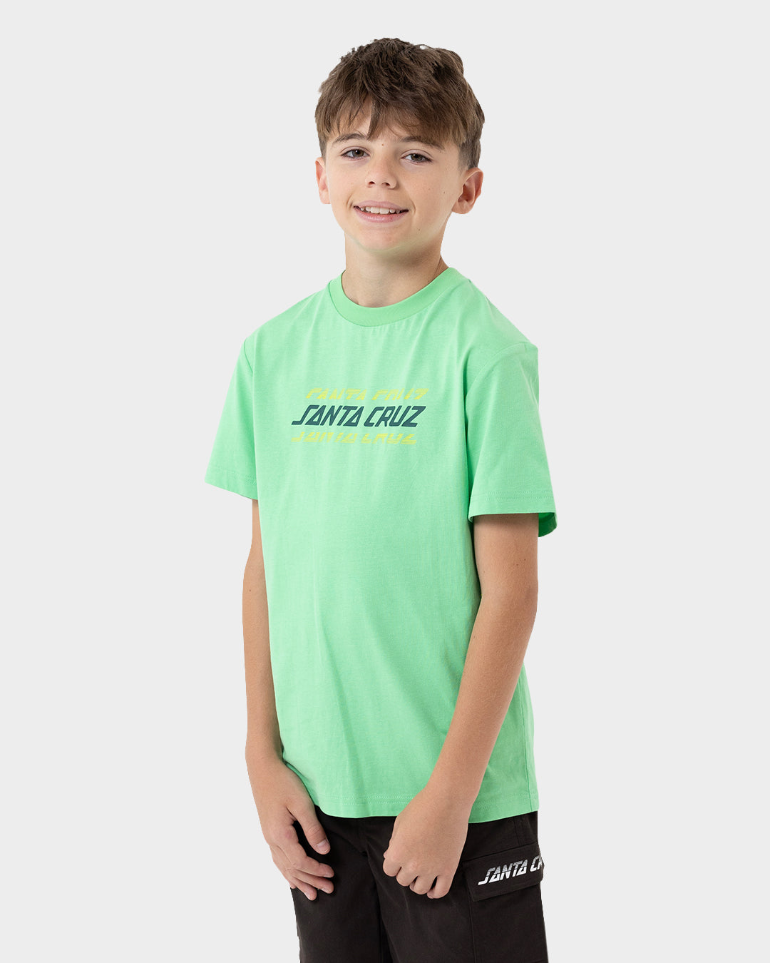 Multi Split Strip Boys T-shirt Light Green