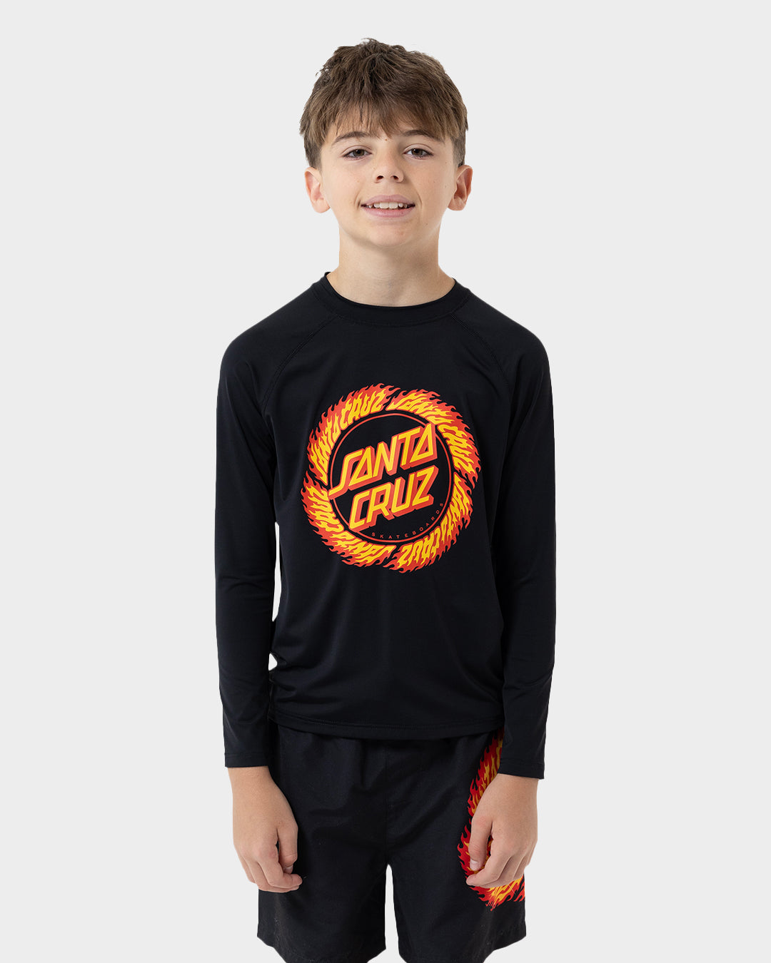 Flame Ringed Dot Boys Rashguard Black