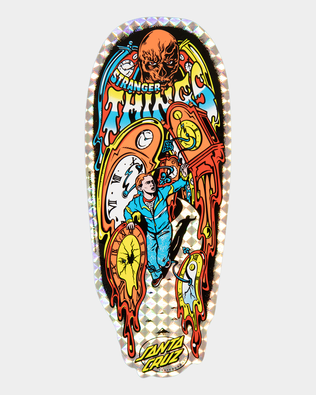 9.7in Stranger Things Grabke Max Melting Clock Santa Cruz Skateboard Deck