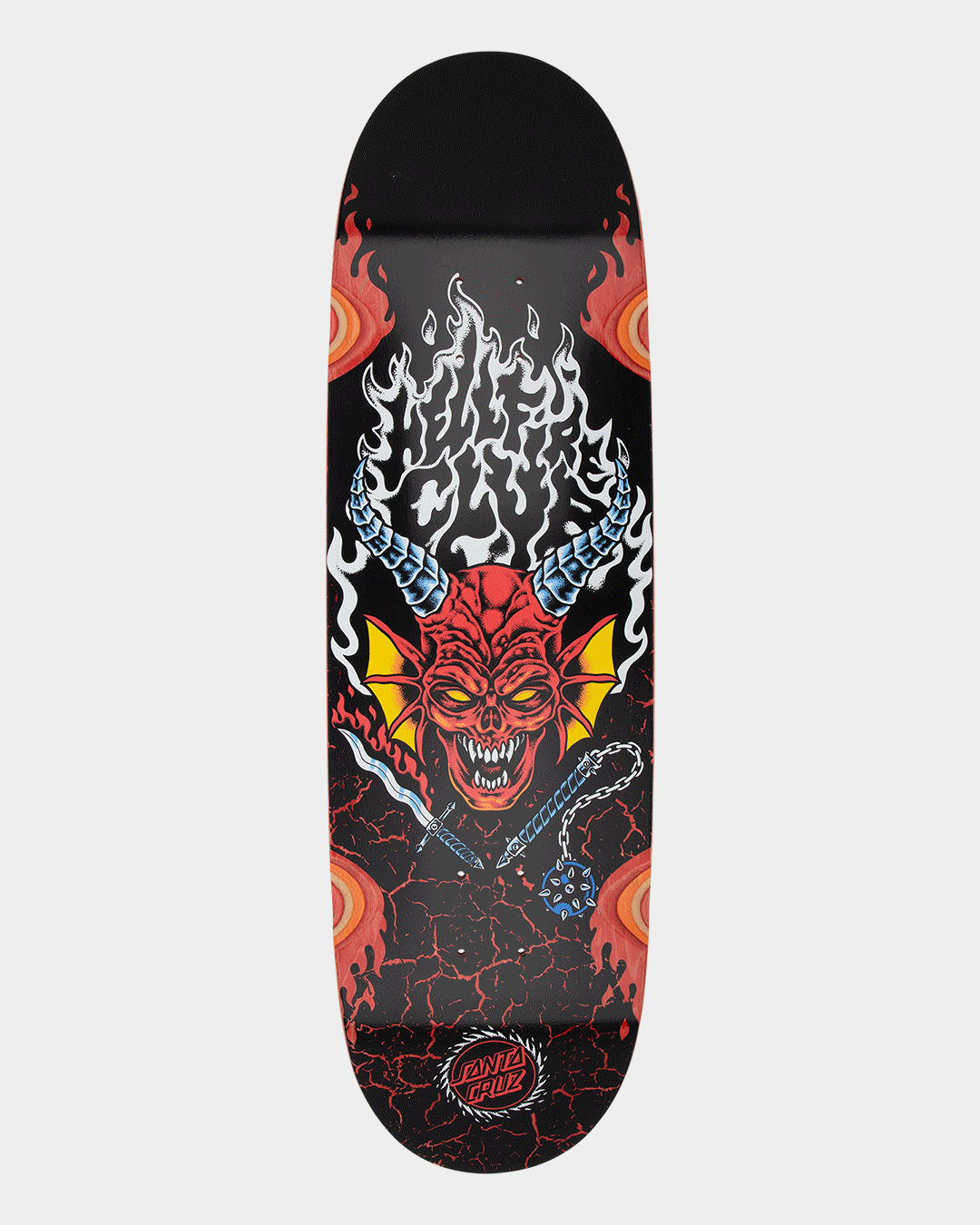 9in Stranger Things Hellfire Club Flames Santa Cruz Skateboard Deck