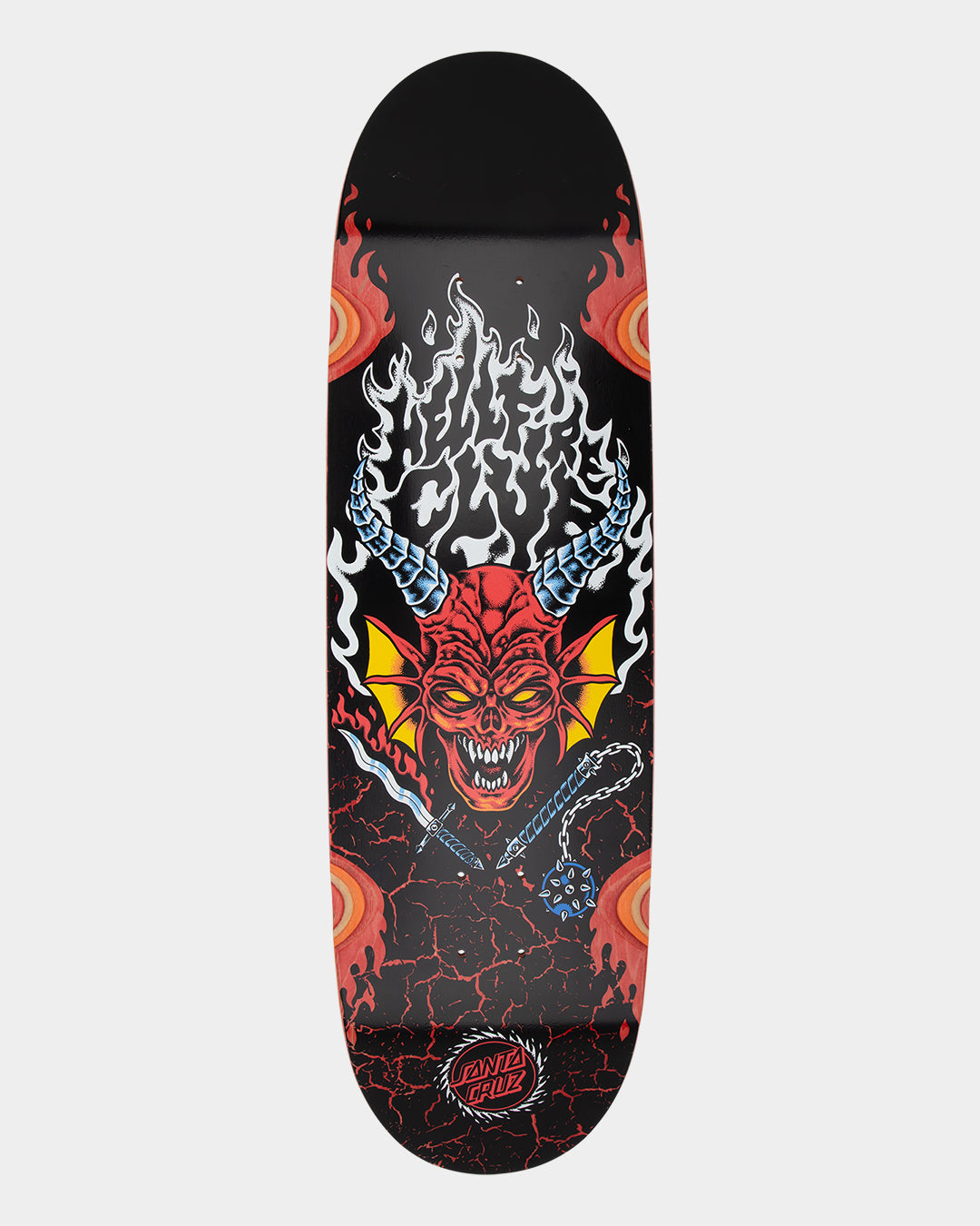 9in Stranger Things Hellfire Club Flames Santa Cruz Skateboard Deck