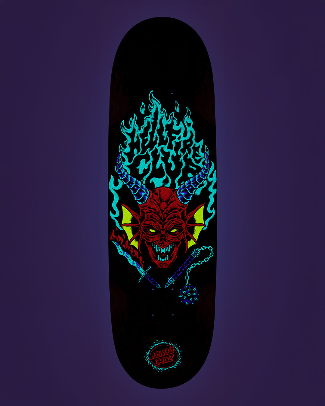 9in Stranger Things Hellfire Club Flames Santa Cruz Skateboard Deck