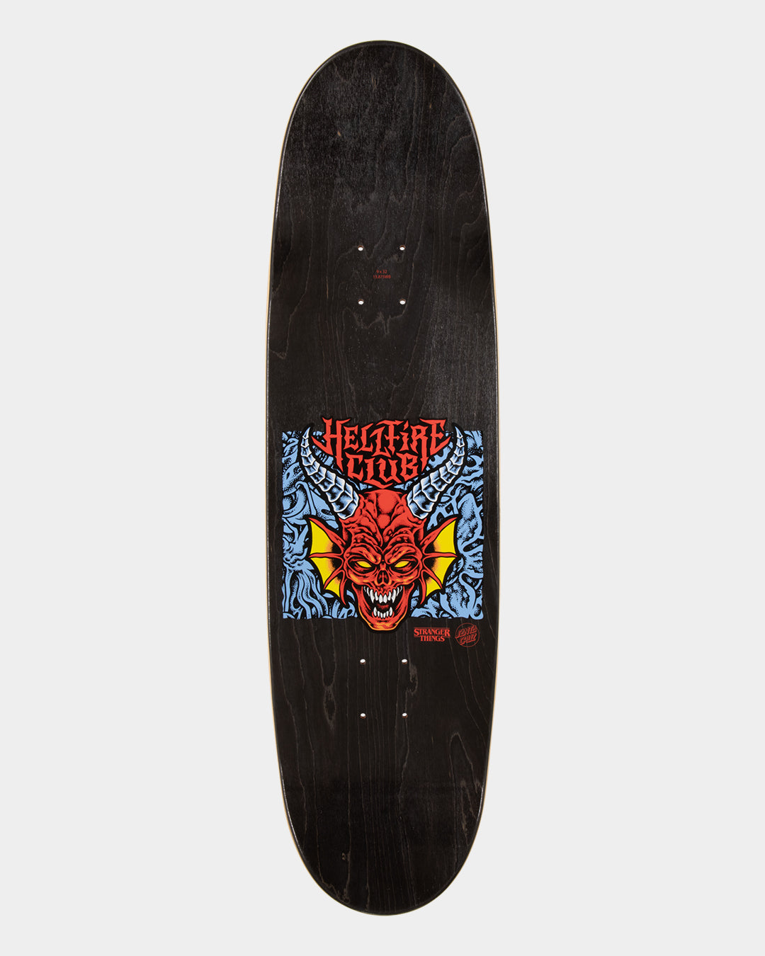 9in Stranger Things Hellfire Club Flames Santa Cruz Skateboard Deck