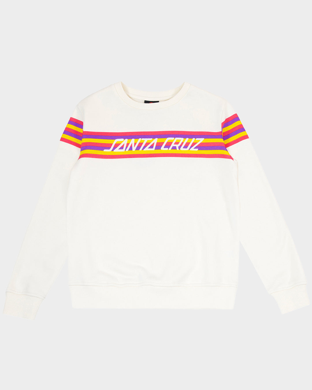 SC Rainbow Strip Girls Slim Fit Sweater Off White