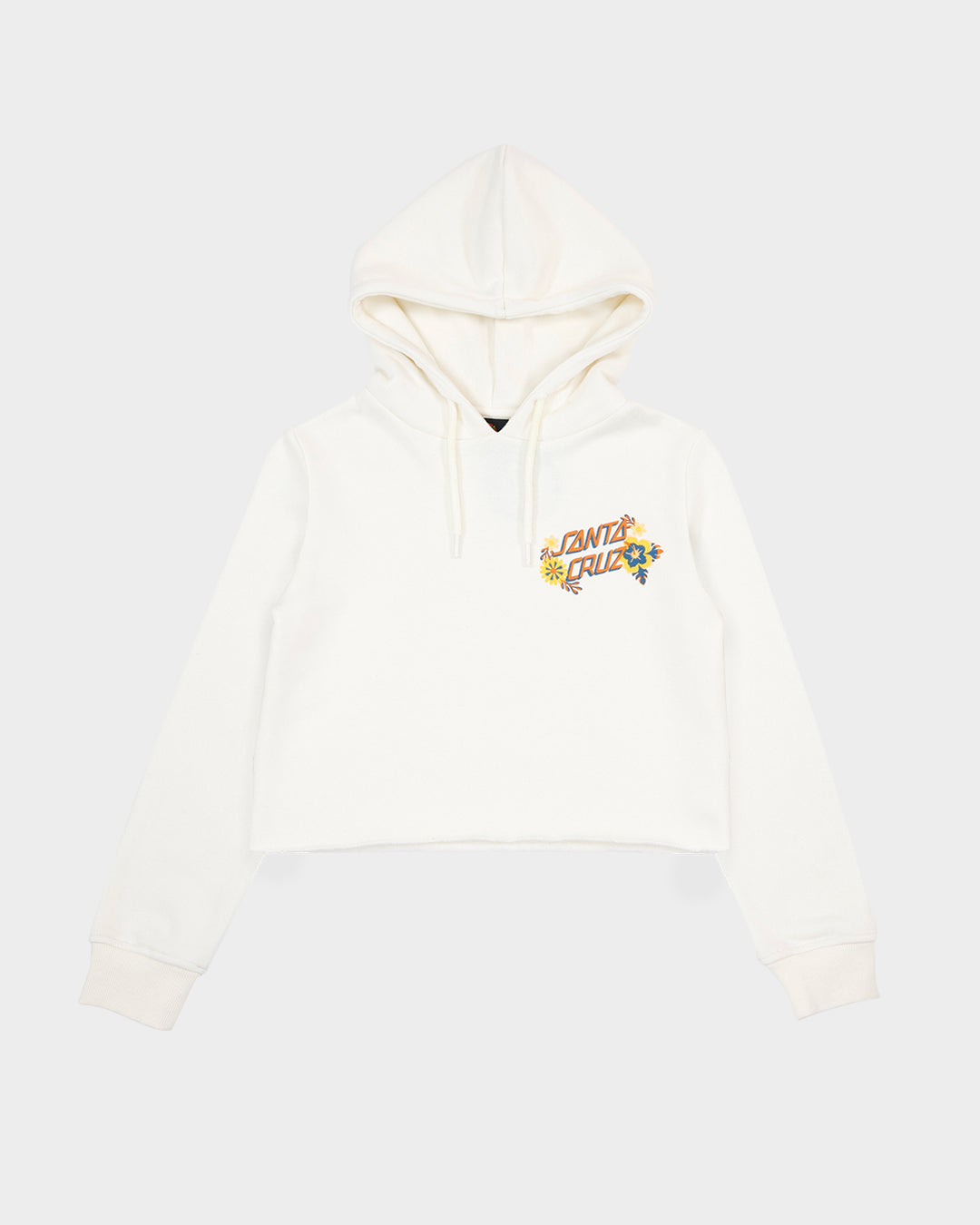 Free Spirit Floral Girls Cropped Pullover Hoodie Cream