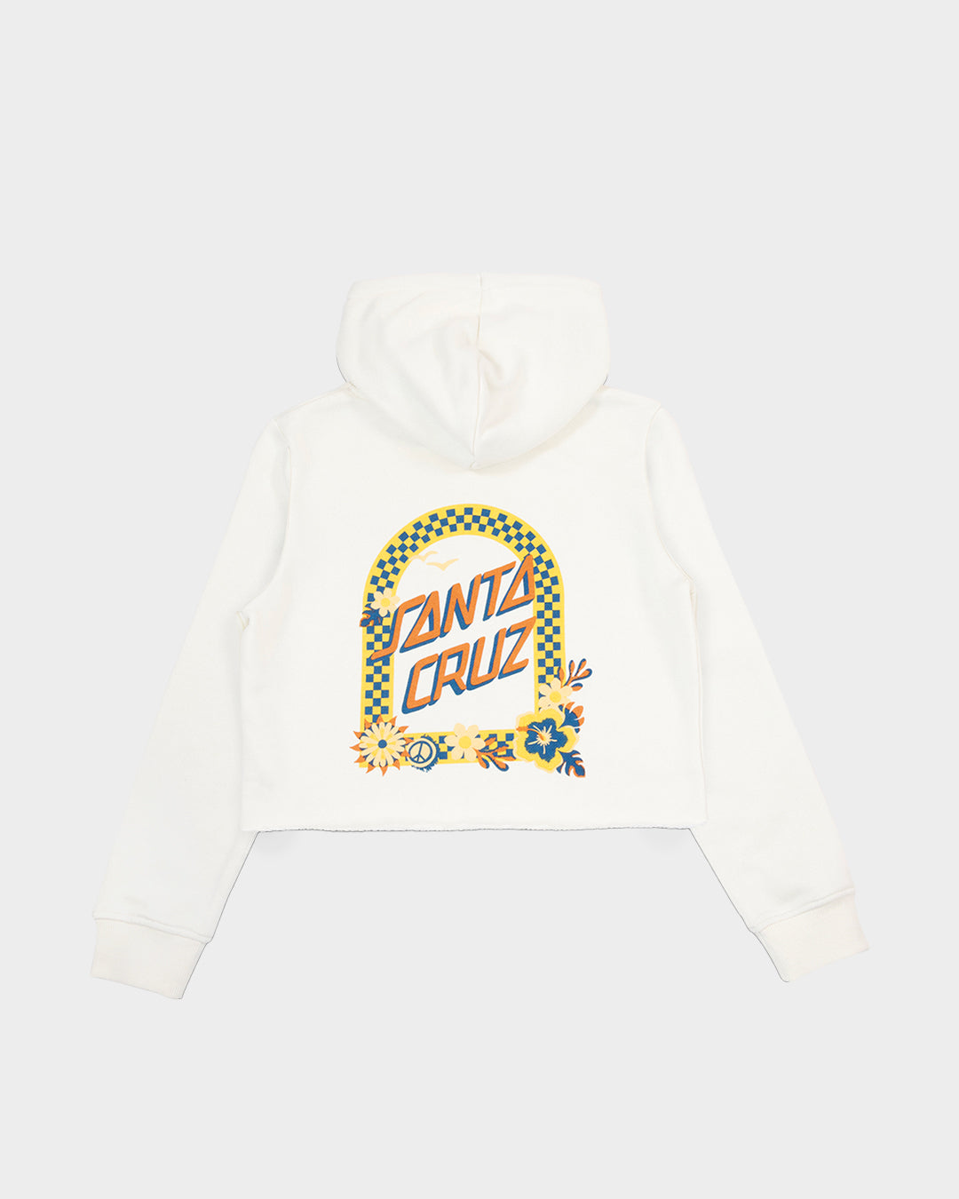 Free Spirit Floral Girls Cropped Pullover Hoodie Cream