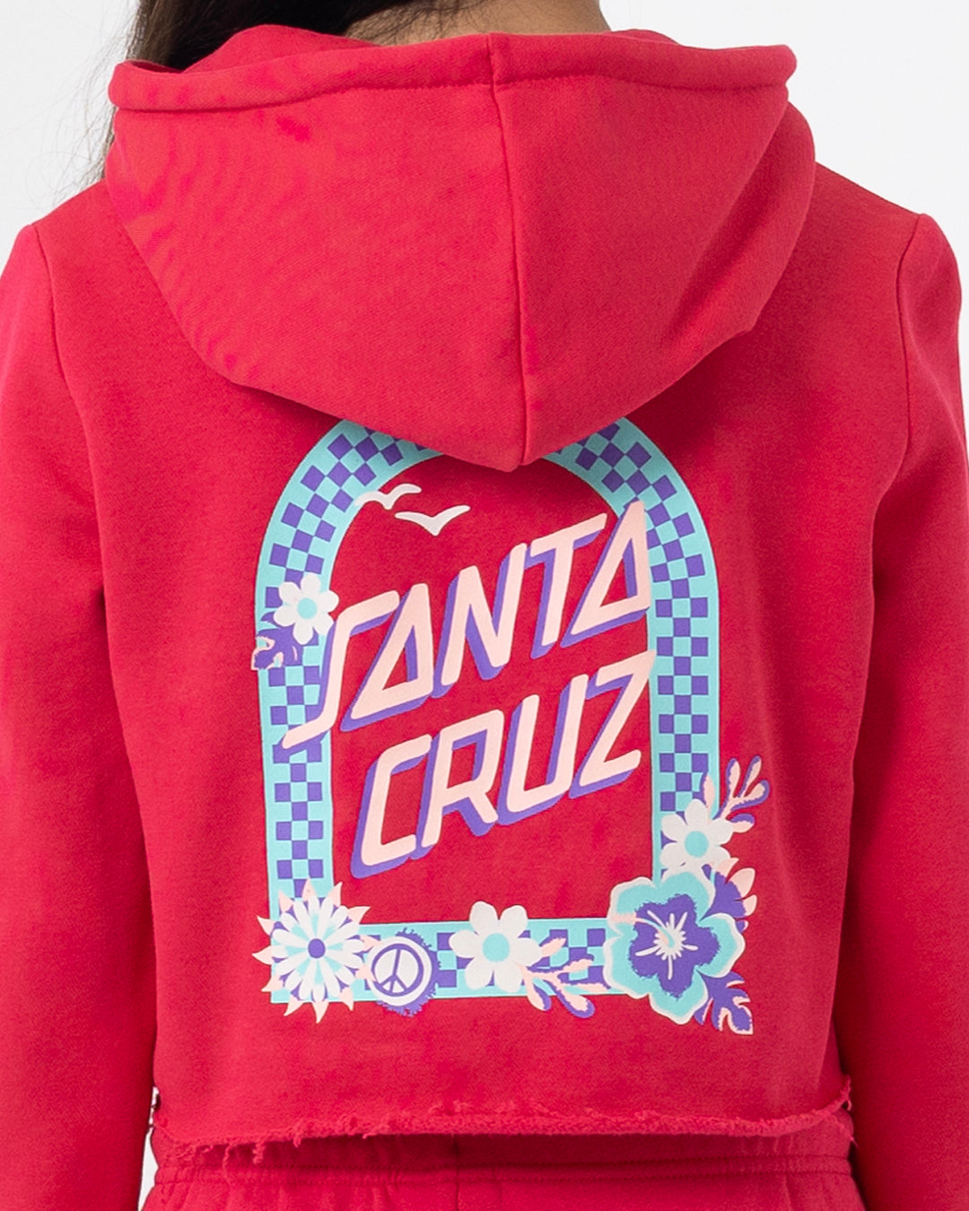 Free Spirit Floral Girls Cropped Pullover Hoodie Rose