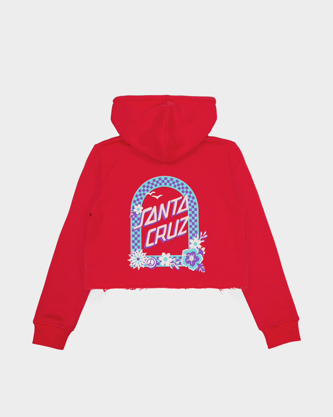 Free Spirit Floral Girls Cropped Pullover Hoodie Rose
