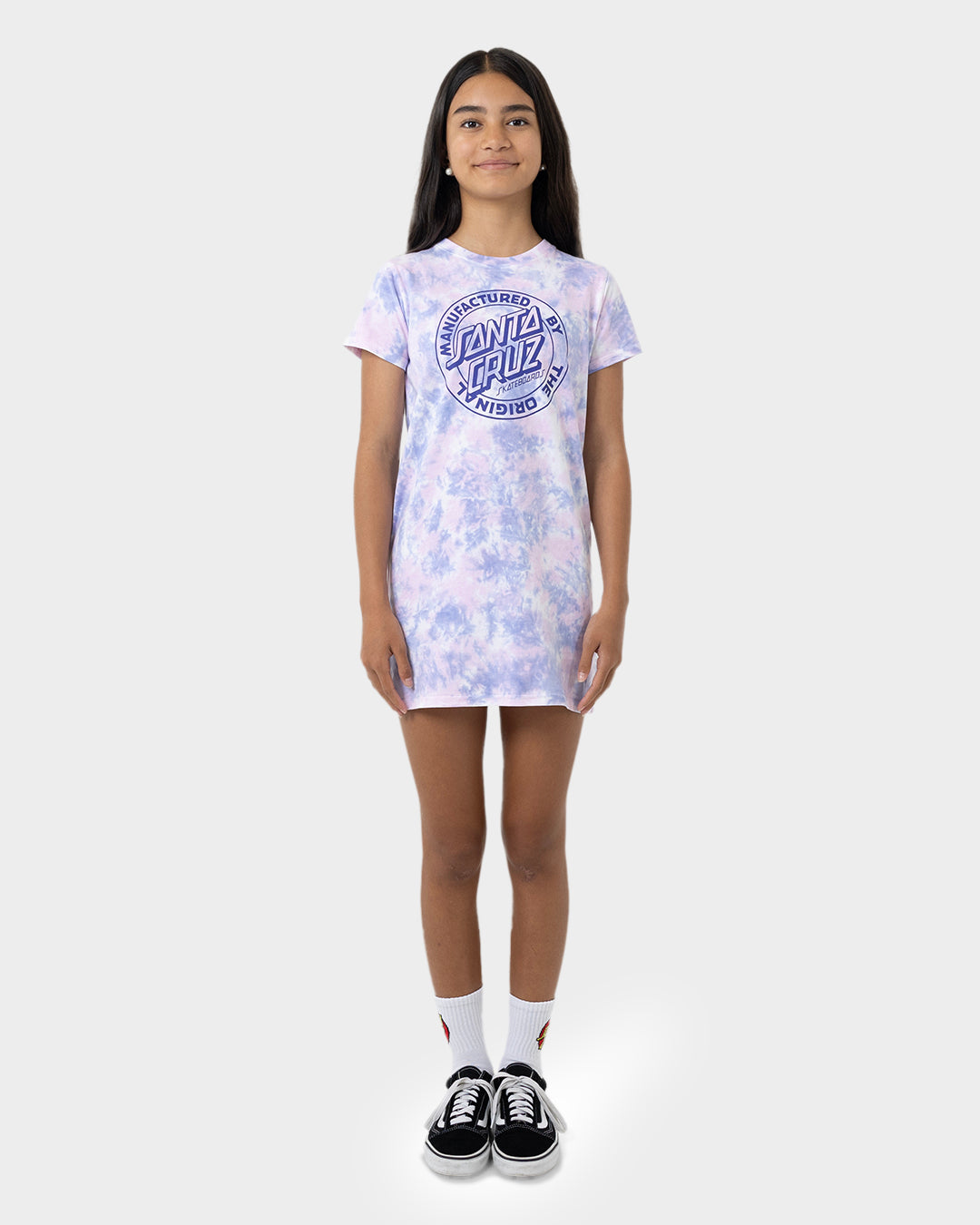 MFG Dot Girls T-Shirt Dress Pale Pink Tie Dye