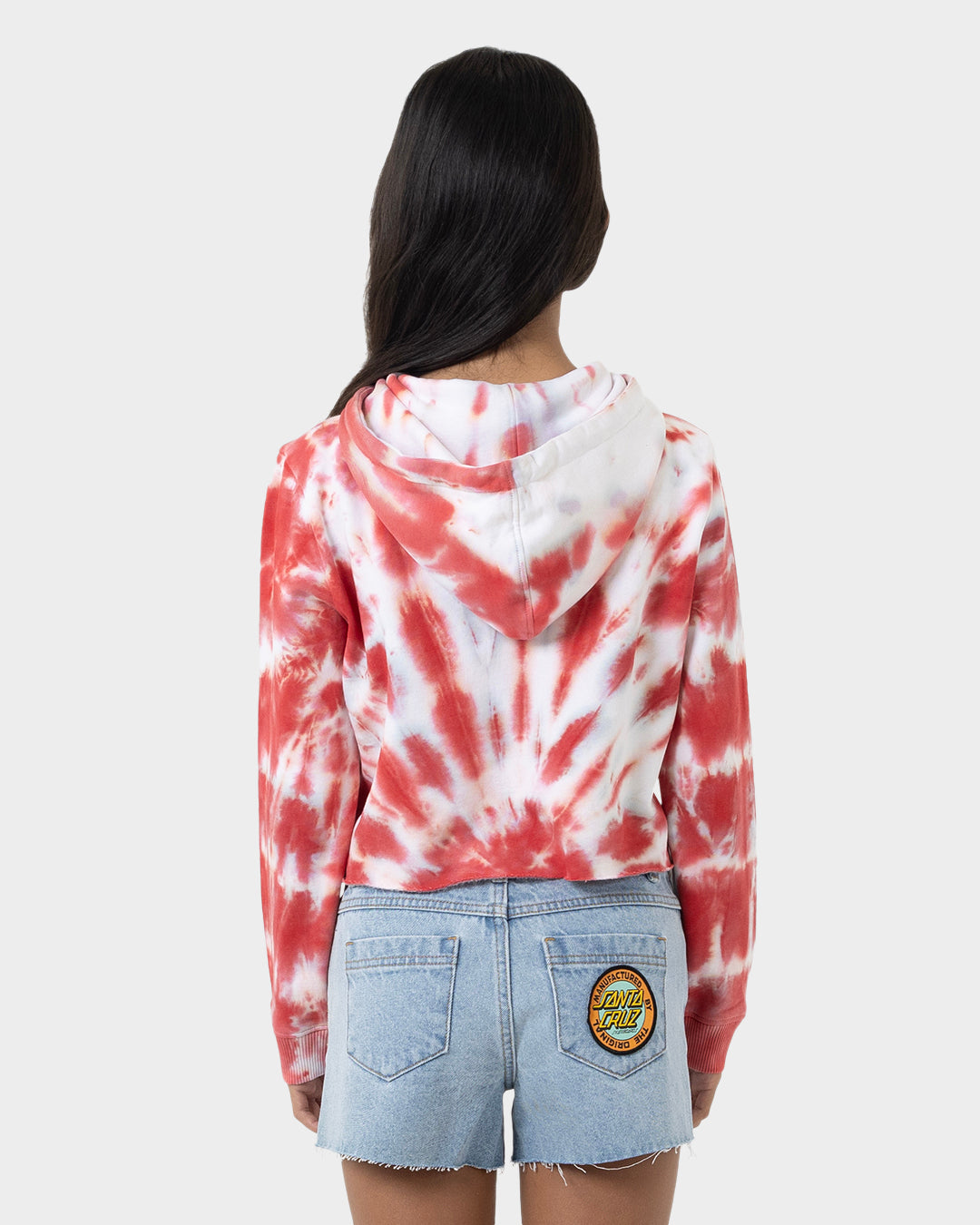 SC Tropic Strip Girls Cropped Hoodie Rose Tie Dye