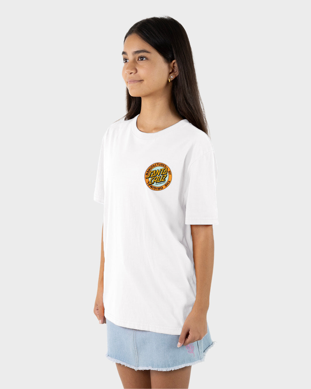 MFG Retro Dot Reverse Girls Oversized T-Shirt White