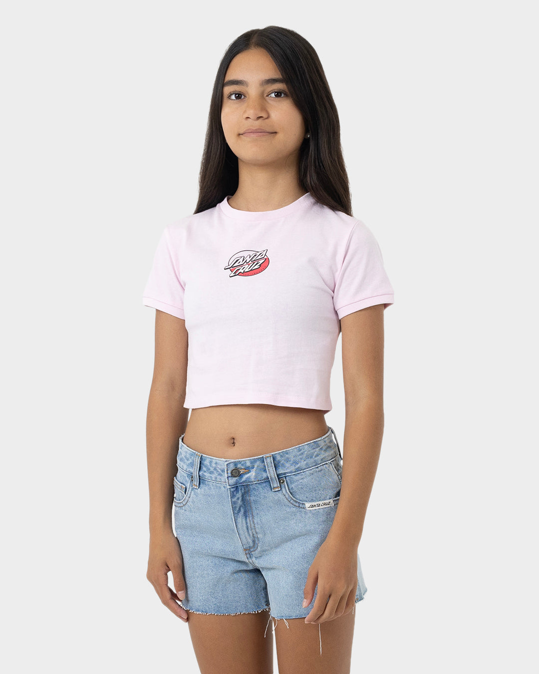 Oval Dot Splice Girls Baby Fit T-Shirt Pale Pink