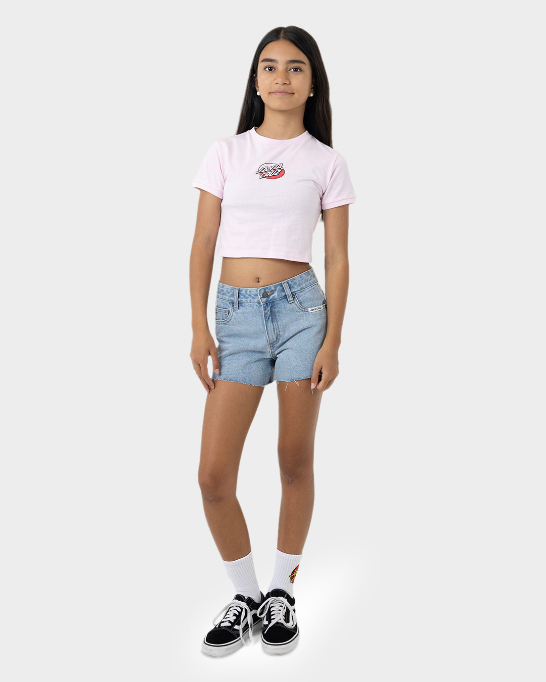 Oval Dot Splice Girls Baby Fit T-Shirt Pale Pink